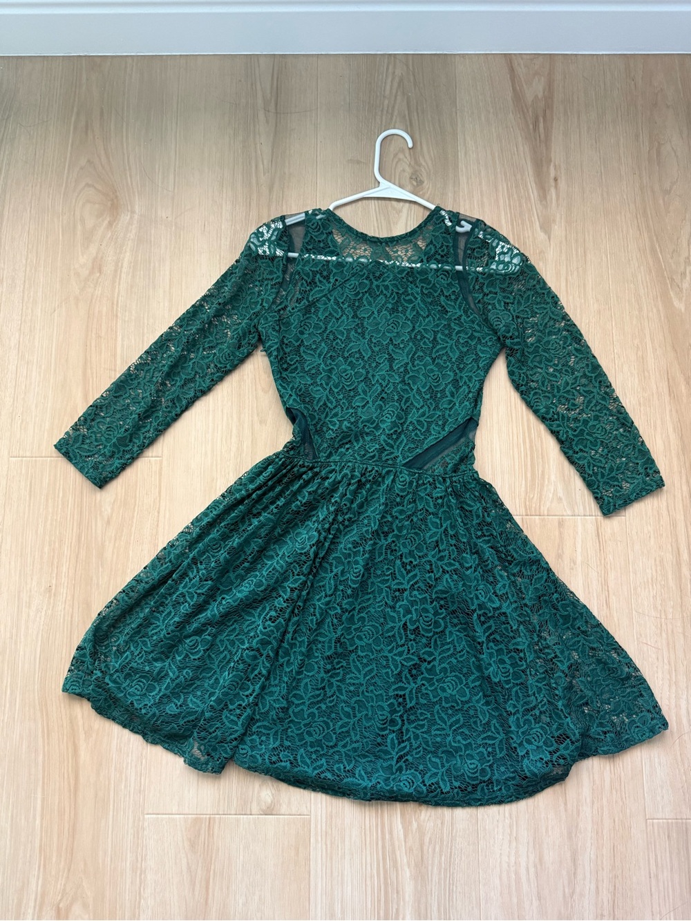 Abercrombie & Fitch Emerald Green Lace Fit-and-Flare Dress